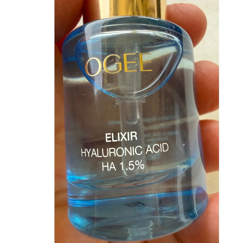 Ogee Elixir Hyaluronic Acid HA 1.5% Hydrating Serum 15ml 0.5oz Blue Glass Bottle